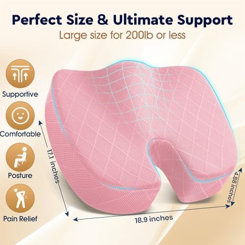 TushGuard Seat Cushion, Memory Foam Office Chair Cushion - Pink, XXX-Large - Image 2