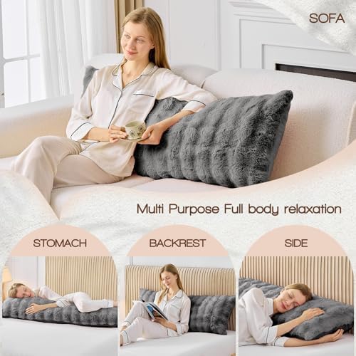 YZ HOME Faux Fur Fluffy Body Pillow for Adults, Soft Support - Image 5