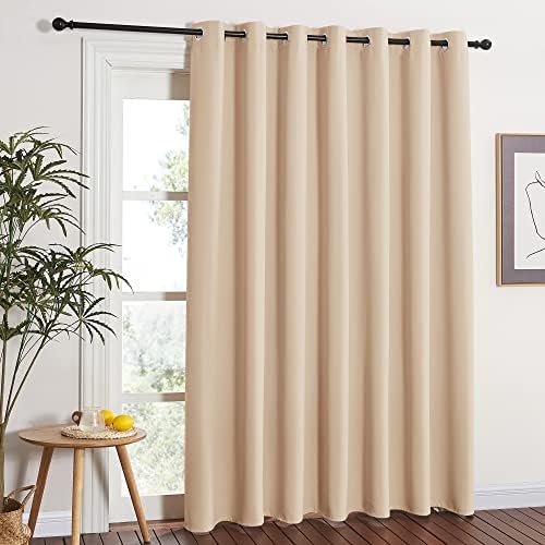 NICETOWN Extra Wide Patio Door Curtain - Energy Smart & Noise Reducing Grommet Thermal Insulated Wide Width Drapes, Sliding Door Curtain for Guestroom(Biscotti Beige, W100 x L84) by NICETOWN