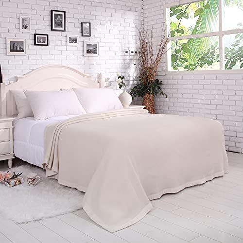 100% Pure Merino Wool Blanket,450GSM Blanket Camping and Outdoor,Soft Wool Throw Blankets Twin Size,Twin Blankets for The Bed,Outdoor Blanket (Ivory,90x66In) by Unknown