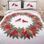 vctops 3 Pieces Christmas Cotton Quilted Quilt Set (Birds,Oversize Queen) - Image 4
