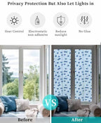 Window Privacy Film Frosted, Blue Blueberry Reusable Static Cling Window Tints, Checkered Fruits Farmhouse Art Heat Control Windows Films for Offices, Balcony, 29.5 x 118 Inches - Image 6