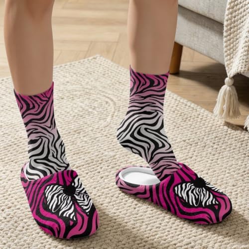 Fuzzy Slipper with Socks for Women Slip On House Slipper and Socks Set Cozy Fuzzy Slippers for Indoor - Image 3