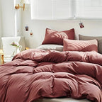 Luxlovery Brick Red Comforter Set Twin Teens Kids Dark Rust Red Bedding Comforter Set Solid Soft Breathable Blanket Quilts 3 Piece Bedding Set for Twin Bed - Image 6