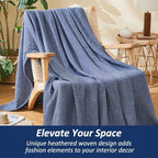 EMME Muslin Cotton Blanket Adults Heather Navy Twin XL 66"x90" - Image 4