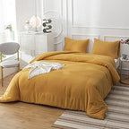 Luxlovery Mustard Yellow Comforter Set King Bedding Comforter Sets Men Women Solid Color Ginger Yellow Blanket Quilts Beathable Soft Cozy Puffy Lightweight Hotel Quailty Bedding Set - Image 3