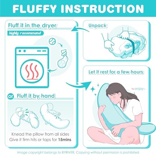 BYRIVER Firm C Shaped Pregnancy Pillows for Sleeping, Belly Hip Leg Knee Support Side Sleeper Body Pillow, Cuddle Snuggle Maternity Pillow, Zipper Cooling Jersey Cotton Pillowcase, Gifts for Mom - Image 6