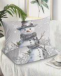 Grey Snowman Christmas Queen Pillow Cases Set of 2, Xmas Berry Microfiber Bed Throw Pillow Covers, Winter Snowflake Decorative Lumbar Pillow Cover with Envelope Closure for Sofa/Travel 20"x30" by DecorLovee