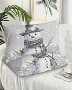 Grey Snowman Christmas Queen Pillow Cases Set of 2, Xmas Berry Microfiber Bed Throw Pillow Covers, Winter Snowflake Decorative Lumbar Pillow Cover with Envelope Closure for Sofa/Travel 20"x30" by DecorLovee