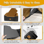 Dog Car Seat for Medium/Large Dog Booster Seat Under 60 lbs or 2 Small Dogs, Multi-Functional Pet Car Seat with Thick Cushion, 2 Safety Leashes(BlackBrown) - Image 6