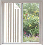 Window Privacy Film Frosted, Oatmeal Striped Vintage Non-Adhesive Static Cling Window Tint, Light Brown Farmhouse Rustic Lines Insulated Windows Frosted Films for Living Room, 35.4 x 78.7 Inches by Unknown