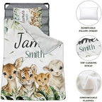 Personalized Toddler Nap Mat for Boys, Custom Name Kids Sleeping Mat for Preschool, Daycare Cot Nap Mat with Corner Straps, Roll-Up Slumber Mat with Soft Blanket & Pillow - Image 3