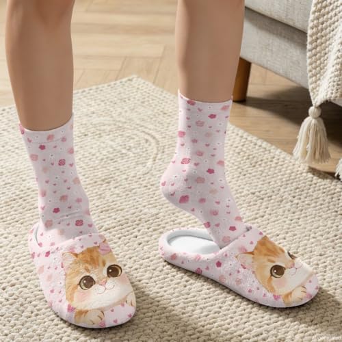 Womens Fuzzy Slipper with Socks Warm Cozy House Slipper and Socks Set Plush Winter Shoes for Indoor - Image 3