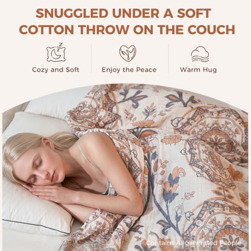 LUTBM Boho Throw Blanket for Bed 60"x80", 100% Cotton Cozy Couch Blankets - Image 5