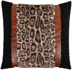 EMMTEEY Black and Brown Leather Leopard Pillow Covers 18x18 Set of 2 by EMMTEEY