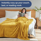 Fleece Blanket Queen Size - Ultra-Soft Warm Flannel Fleece Blanket - Gold - Image 4