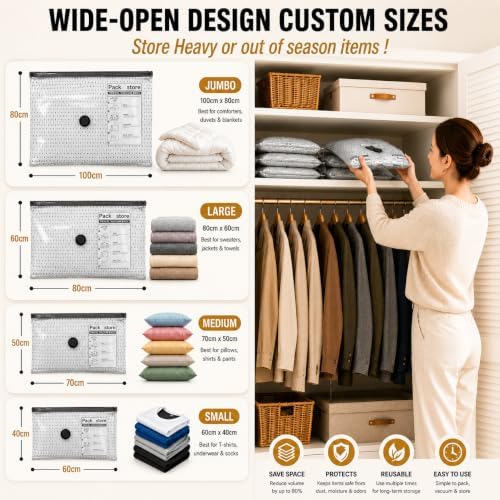 20 Pack Vacuum Storage Bags with Pump - Space Saver Bags - Image 3