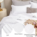 Love's cabin Quilts for Full Bed White Bedspreads Bedding Set - Lightweight Bedspread Comforter - Wave Pattern Bedding Coverlet for All Season - 3 Pieces (1 Quilt, 2 Pillow Shams) - Image 4