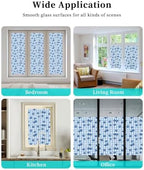 Window Privacy Film Frosted, Blue Blueberry Static Cling Door Window Covering, Checkered Fruits Farmhouse Art UV Blocking Windows Film for Office, Hotel, Bedroom, 29.5 x 78.7 Inches - Image 7