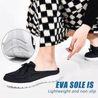 Buyrew Mules for Women with Arch Support - Lightweight Washed Cotton Sneaker Mules - Breathable Walking Flats, Comfortable Slip On Shoes for Business Casual, Office, Travel - Image 5