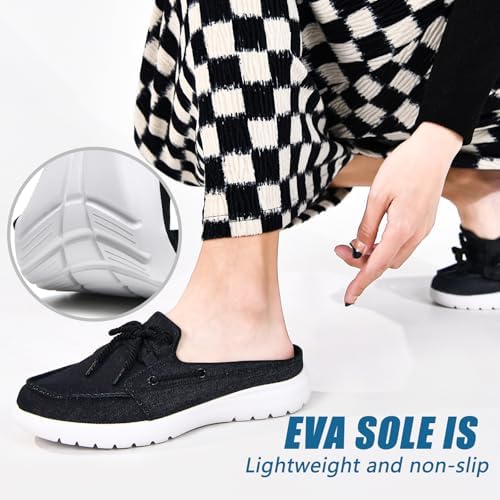 Buyrew Mules for Women with Arch Support - Lightweight Washed Cotton Sneaker Mules - Breathable Walking Flats, Comfortable Slip On Shoes for Business Casual, Office, Travel - Image 5
