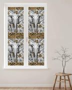 Window Privacy Film Frosted, Elephant Reusable Static Cling Window Tints, Tropical Flowers Palm Leaves Leopard Prints Heat Control Windows Films for Offices, Balcony, 29.5 x 118 Inches - Image 2