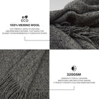 Merino Wool Throw Blanket, Indoor & Outdoor Blankets and Throws, Soft Blanket with Fringes, 65"x79" (170 x 200 cm) - Image 3