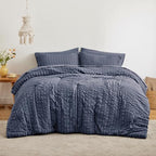 Love's cabin Seersucker Navy Blue Queen Comforter Set, 7-Piece Bed in a Bag - Image 2