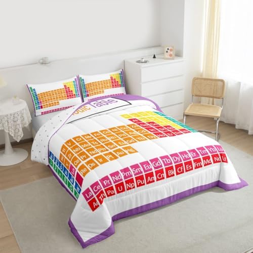 Feelyou The Periodic Table Comforter Chemistry Comforter Set for Boys Girls Children Teching Tools Colorful Bedding Set Room Decor King Size with 2 Pillow Case - Image 2
