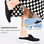 Buyrew Mules for Women with Arch Support - Lightweight Washed Cotton Sneaker Mules - Breathable Walking Flats, Comfortable Slip On Shoes for Business Casual, Office, Travel - Image 6