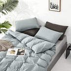 Luxlovery Blue Comforter Set King Dusty Blue Bedding Comforter Set Solid Bedding Set Breathable Blanket Quilts Modern Bedding Set for King Bed - Image 5