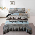 Erosebridal Rustic Camping King Comforter Set Rv Camper Bedding Set Country Farmhouse Wooden Board Comforter for Kids Boys Girls Mountain Pine Trees Quilt Duvet Blue Grey by Erosebridal