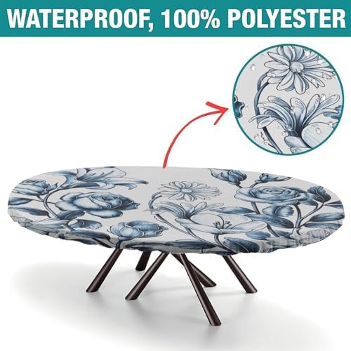 Oblong Tablecloth, Plaid Pattern Printed on Fitted Table Cloth, for Home & Daily Use Nightstands, Fits for 54" x 76" Oval Tables - Image 2
