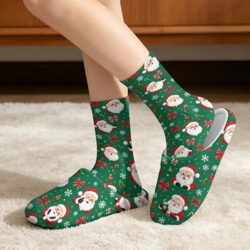 Jeiento Winter Fuzzy Slipper and Crew Socks for Women,Adult Slip-on Close Toe House Slipper,Flat Comfort home Slides - Image 2