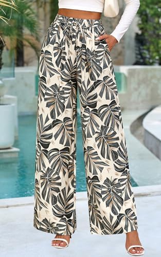PRETTYGARDEN Womens Pants Elastic Waist Striped Lightweight Palazzo Pant - Image 3