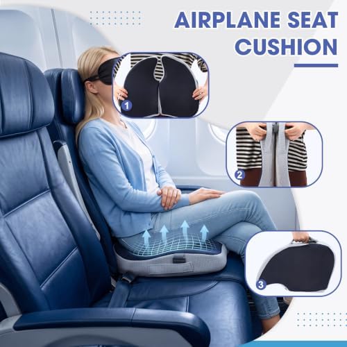 Novabright Foldable Travel Seat Cushion for Airplane, Navy - Image 4