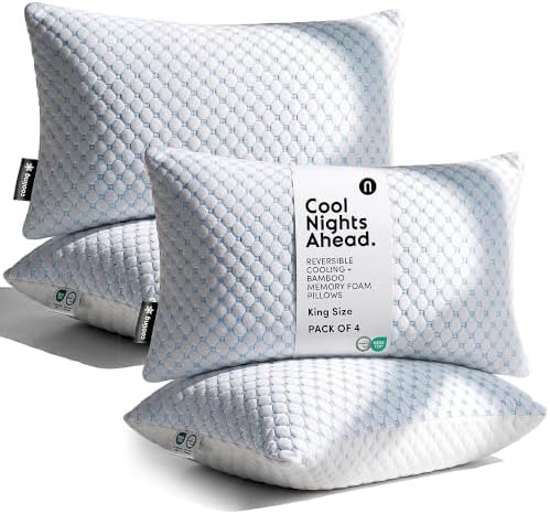 Nestl Cooling Memory Foam Pillow, King, 4-Pack by Nestl