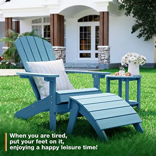 YEFU Folding Adirondack Ottoman Outdoor Set of 4, Blue - Image 2