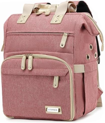 LTINVECK Knitting Bag Backpack,Yarn Storage Organizer Travel Crochet Bag,Large Capacity Tote Bag Yarn Holder Case for Carrying Projects, Knitting Needles, Crochet Hooks Pink by LTINVECKBackpack