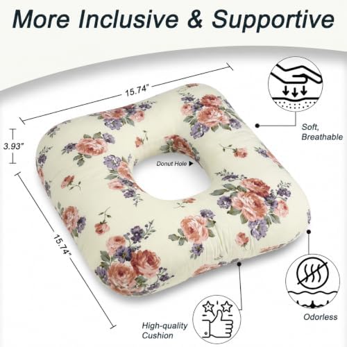 Anti-Slip Wheelchair Cushions, Bed Sore Cushions for Butt, Ergonomic Innovations Orthopedic Donut Pillow, Medical Seat Cushion for Sciatica, Back, Coccyx, Pressure Sore (Peach Rose) - Image 2