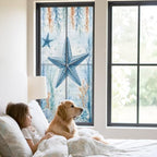 Window Privacy Film Frosted, Coastal Starfish Static Cling Door Window Covering, Blue Ocean Coral Summer Beach Seaweed UV Blocking Windows Film for Office, Hotel, Bedroom, 29.5 x 78.7 Inches - Image 2