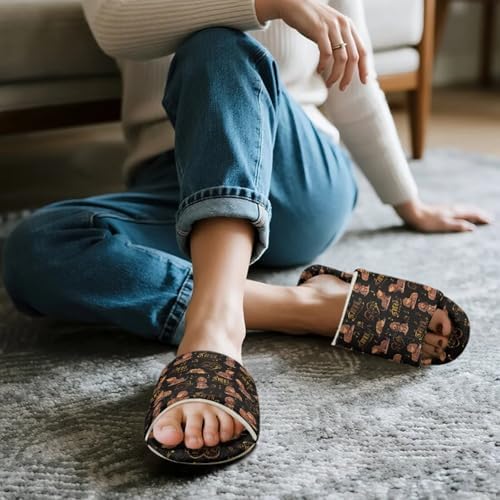 Jeiento Animal Cat Pattern Slippers for Women Lady Open Toe Slippers Soft Cushion Slip Resistant Spa Slipper for Hotel,Cozy Home Shoes - Image 2