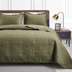 Love's cabin Twin Quilt Bedding Set Green Bedspreads - Soft Bed Summer Lightweight Bedspread Comforter - Coin Pattern Bedding Coverlet for All Season - 2 Pieces (1 Quilt, 1 Pillow Sham) by Lovescabin