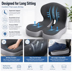 Orthopedic Seat Cushion – L-Shaped Lumbar Support Memory Foam Comfort for Long Sitting, Ergonomic Support for Office Chair, Wheelchair, Car & Travel (Blue,1) - Image 6