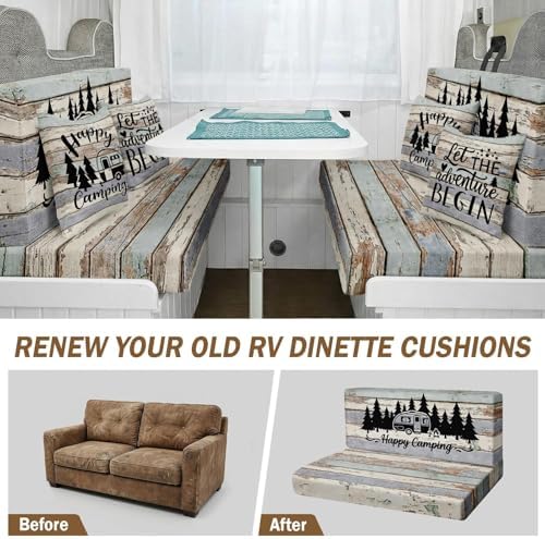 Britimes RV Dinette Cushion Covers Set, 6 Pack, for Camper, Vintage Wood - Image 3