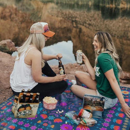 Picnic Blankets Extra Large Waterproof, 80"x 80" Dark Floral Beach Mat with Corner Pockets Windproof Sandproof Foldable Portable 3-Layer Mat Darker for Wet Grass,Parks,Music Festival,Camping,Concerts - Image 2