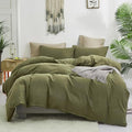Luxlovery Olive Green Comforter Set Queen Army Green Bedding Comforter Set Blanket Quilts Avocado Breathable Soft Minimalist Comforters Set for Women Men by Luxlovery