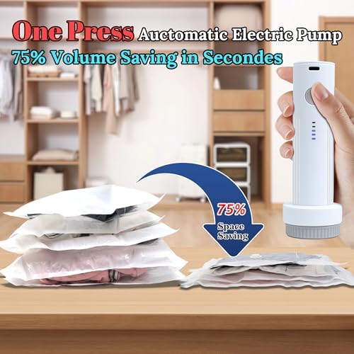 Vacuum Sealing Bags for Clothing Travel,Space Saver Vacuum Storage Bags with Air Pump,Compression Packing for Luggage and Clothes Travel (9 Combo Bags+Electric Pump) - Image 3