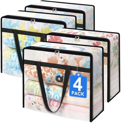 TasticTotes 4 Pack Clear Storage Bags for Comforter, Clothes & Bedding, 60L by Unknown