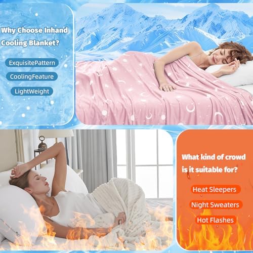 inhand Cooling Blanket - Cooling Blankets for Hot Sleepers -Decorative Lightweight Breathable Summer Cold Blankets for Sleeping Night Sweats to Keep Cool-(90"x108") Peach Pink - Image 4